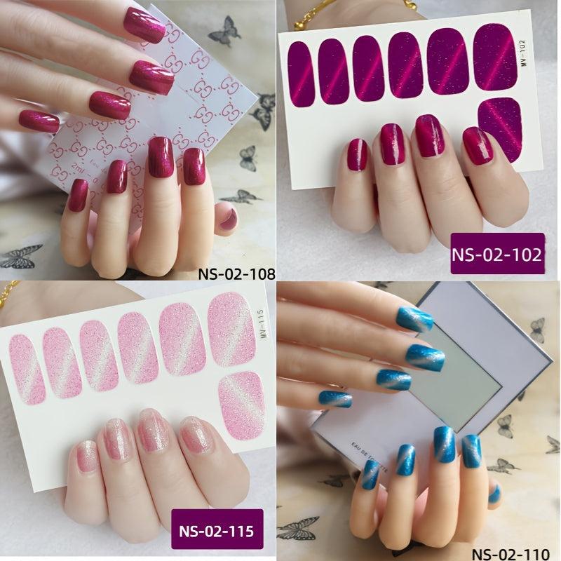 4 Sheets Cat Eye Full Wrap Nail Polish Stickers Self Adhesive