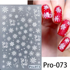 5D Embossed Christmas Nail Art Stickers Snowflake Nail Art Decals