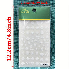 5D Embossed Christmas Nail Art Stickers Snowflake Nail Art Decals
