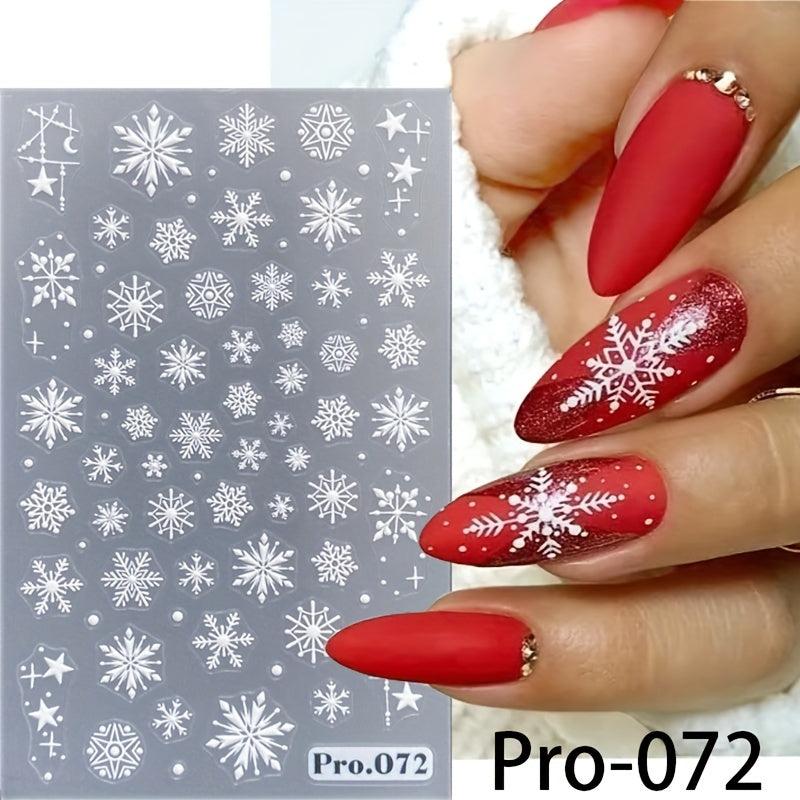 5D Embossed Christmas Nail Art Stickers Snowflake Nail Art Decals