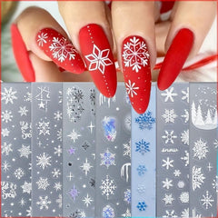 5D Embossed Christmas Nail Art Stickers Snowflake Nail Art Decals