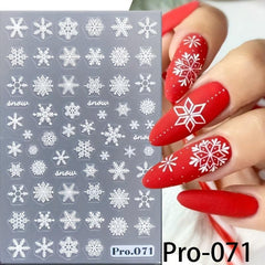 5D Embossed Christmas Nail Art Stickers Snowflake Nail Art Decals