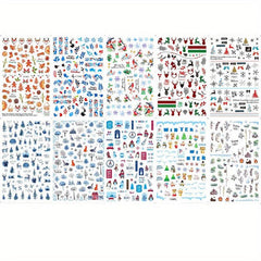 10pcs Maple Leaf Fruit Squirrel Nail Art Stickers