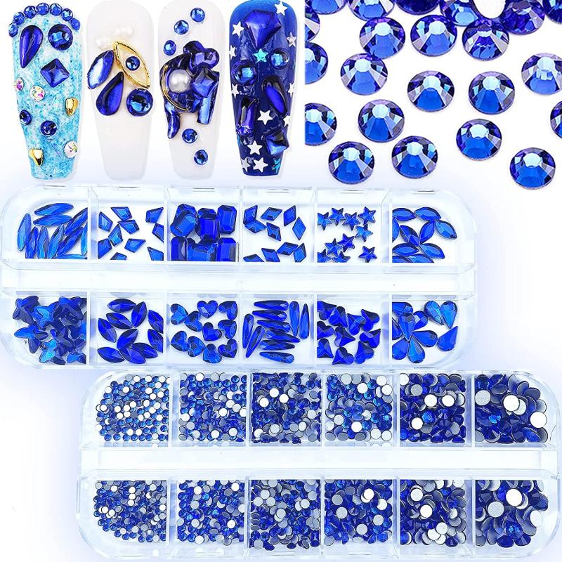 2420pcs Champagne Golden Crystal Rhinestones Nail Art Flatback Round Shapes