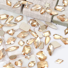 2420pcs Champagne Golden Crystal Rhinestones Nail Art Flatback Round Shapes