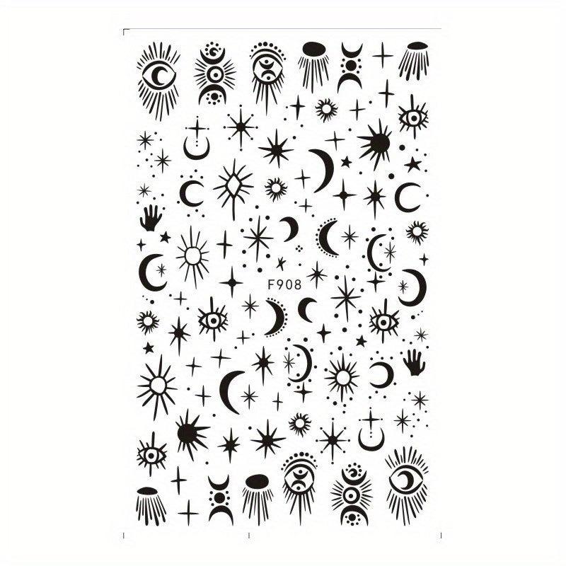 10 Sheets Waterproof Gothic 3D Nail Art Stickers Snake Rose Butterfly Fishbone