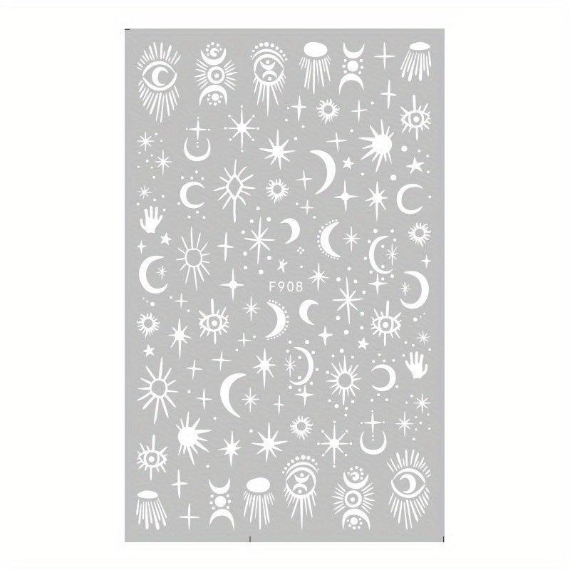 10 Sheets Waterproof Gothic 3D Nail Art Stickers Snake Rose Butterfly Fishbone