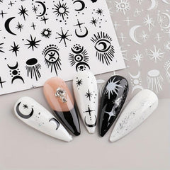 Evil Eye Nail Art Stickers Self Adhesive Decals Flame Snake Sliders