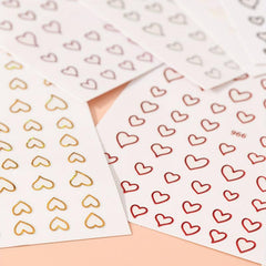 Heart Nail Art Stickers Decals 8 Colors 3D Self Adhesive Holographic Lase