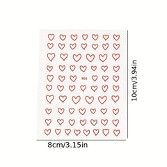 Heart Nail Art Stickers Decals 8 Colors 3D Self Adhesive Holographic Lase