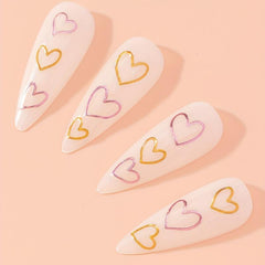 Heart Nail Art Stickers Decals 8 Colors 3D Self Adhesive Holographic Lase