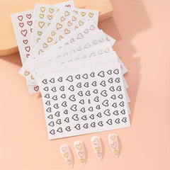Heart Nail Art Stickers Decals 8 Colors 3D Self Adhesive Holographic Lase