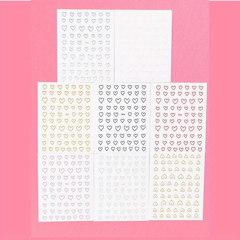 Heart Nail Art Stickers Decals 8 Colors 3D Self Adhesive Holographic Lase