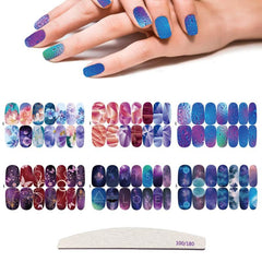 Gradient Nail Art Polish Wraps Stickers Strips Set with Nail File