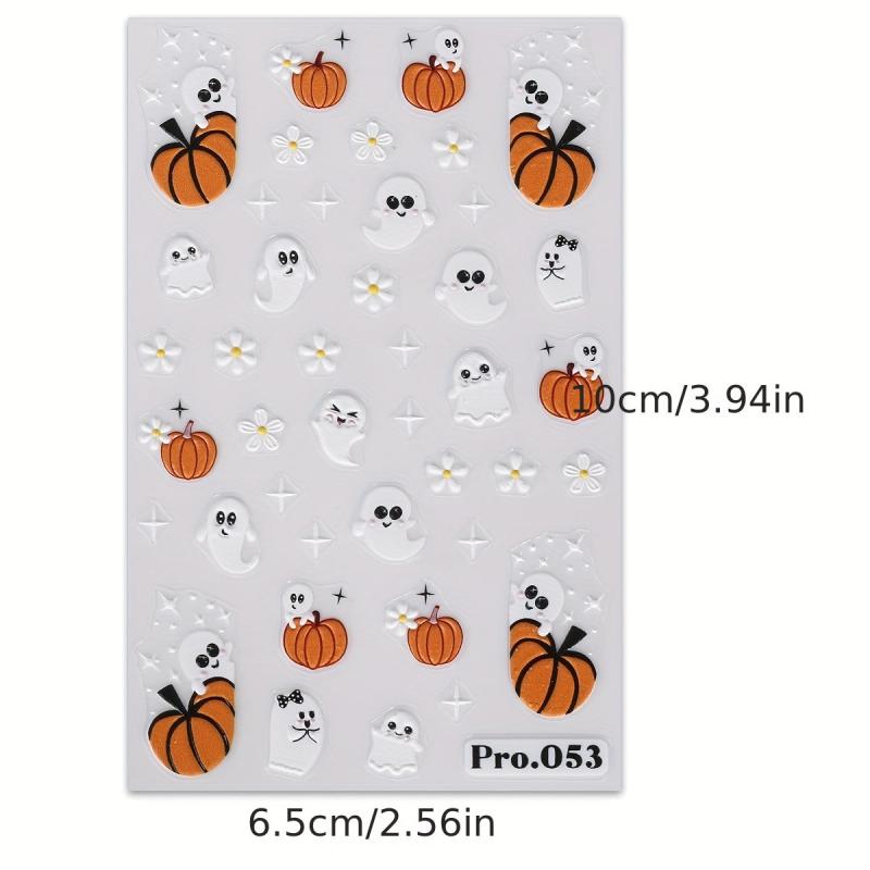 5D Halloween Nail Art Stickers - Skull Ghost Pumpkin Spider Bat