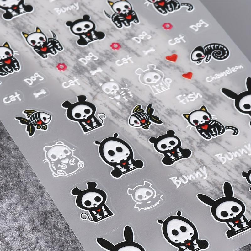 5D Halloween Nail Art Stickers - Skull Ghost Pumpkin Spider Bat