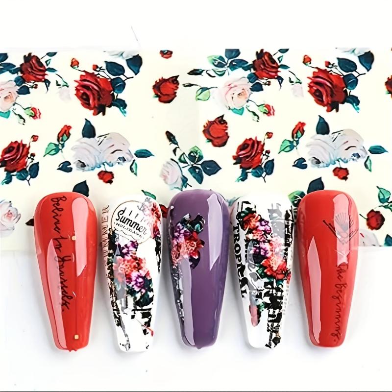 Retro Flower Nail Art Foil Transfer Stickers