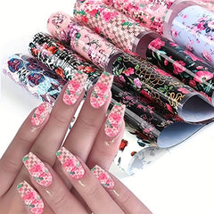 Retro Flower Nail Art Foil Transfer Stickers