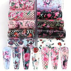 Retro Flower Nail Art Foil Transfer Stickers