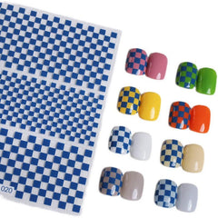 Checkered Nail Decals Stylish and Durable Manicure Stickers