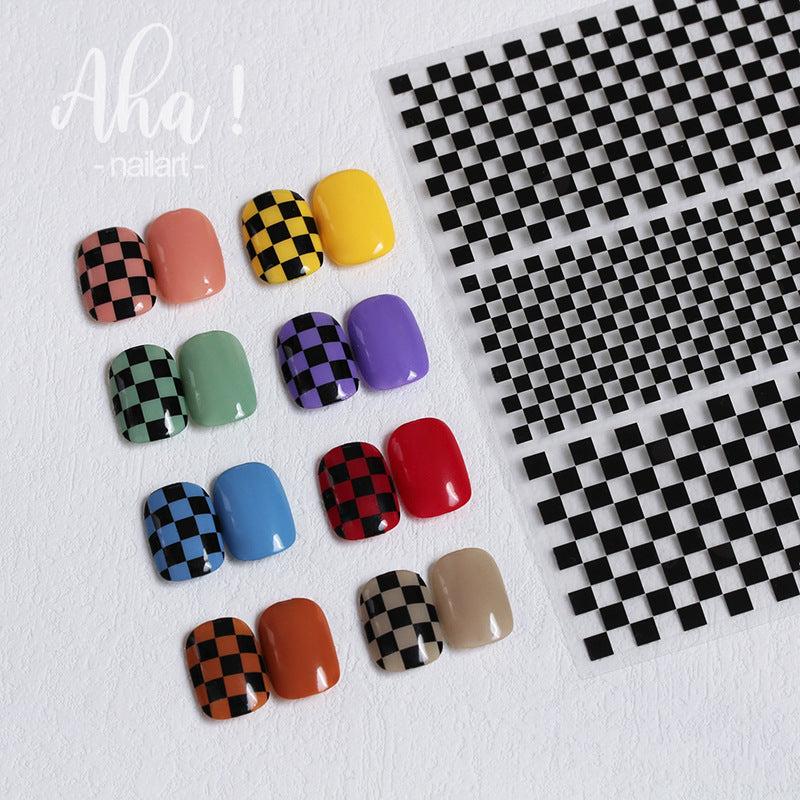 Checkered Nail Decals Stylish and Durable Manicure Stickers
