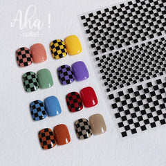 Checkered Nail Decals Stylish and Durable Manicure Stickers