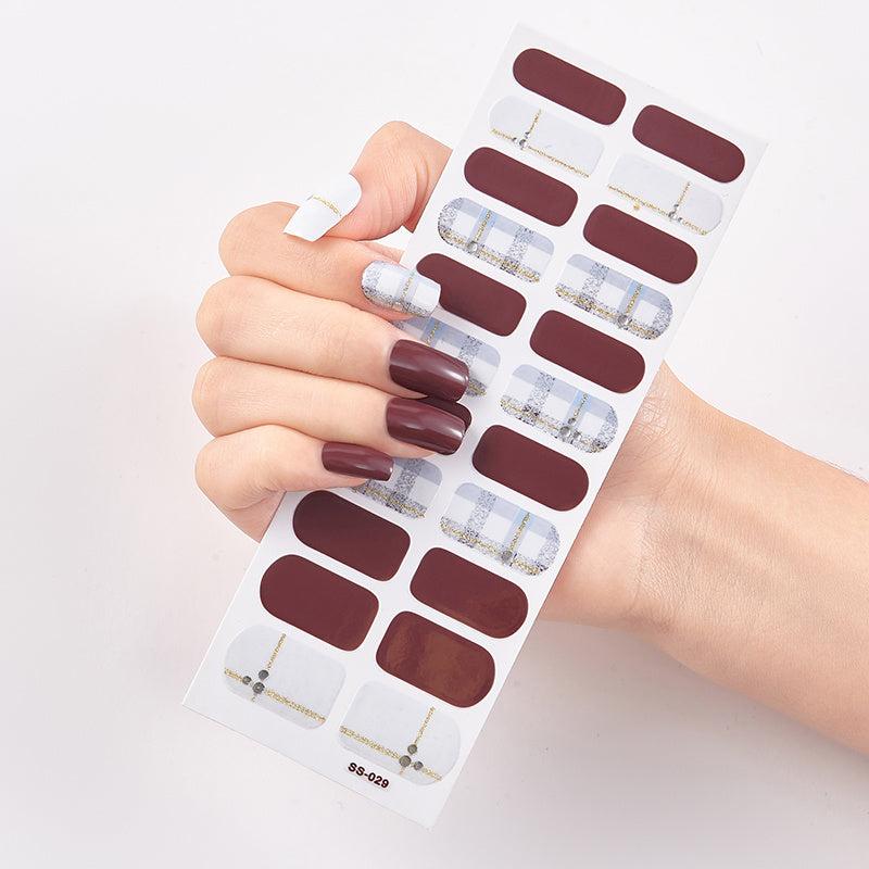 Glitter Full Wraps Nail Polish Stickers Self Adhesive Nail Art Decal Strips