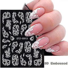 French Tip Flower Nail Art Stickers Lace Nail Decals