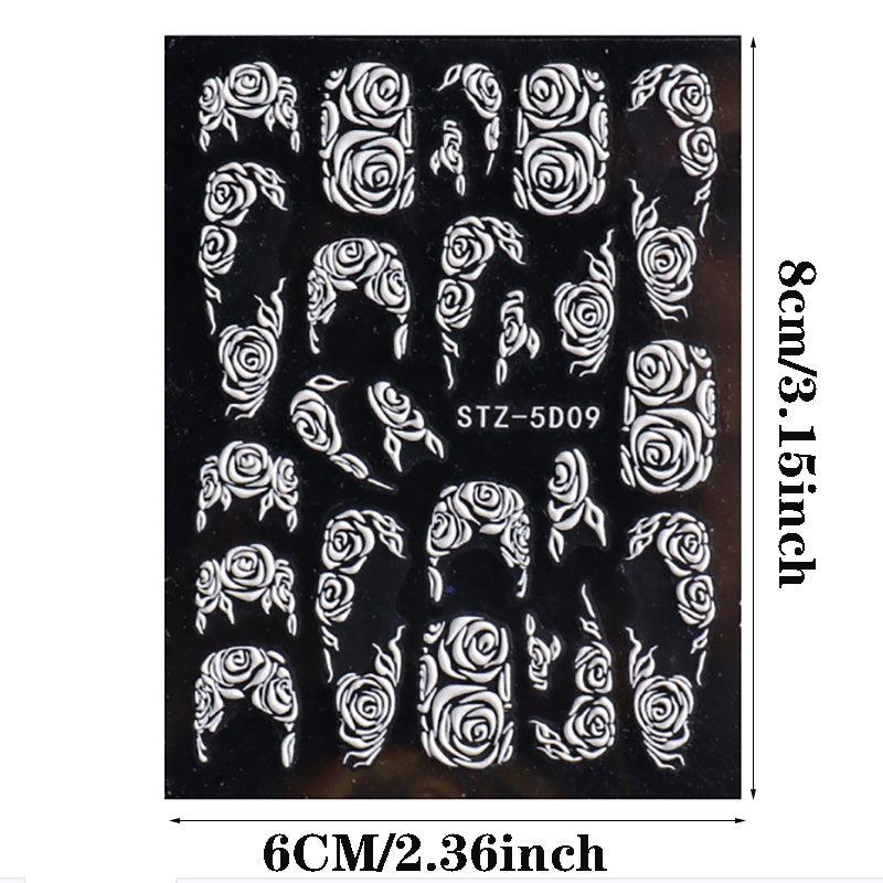 French Tip Flower Nail Art Stickers Lace Nail Decals