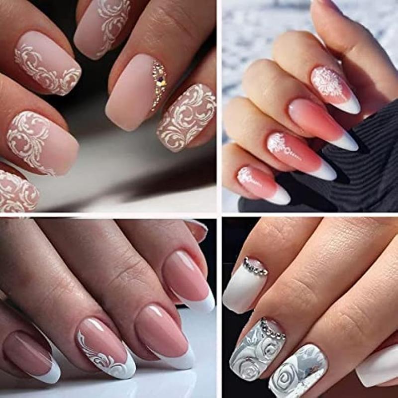 French Tip Flower Nail Art Stickers Lace Nail Decals