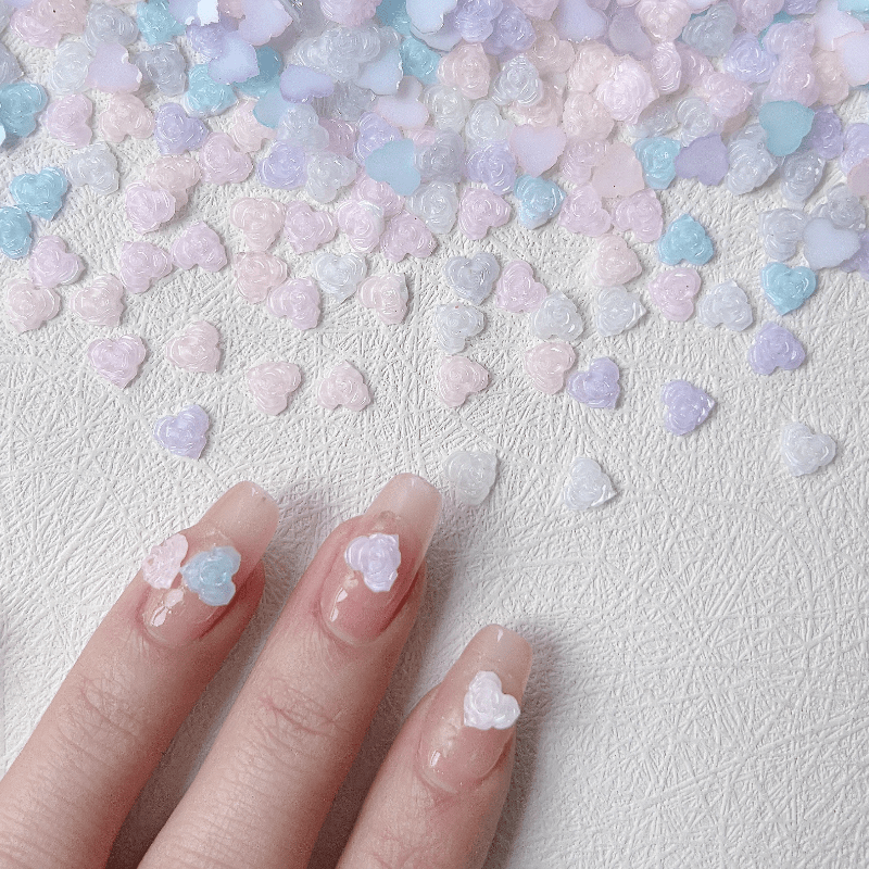 30pcs Mixed Colorful Rose Nail Art Charms Glow In Night Nail Art Jewelry