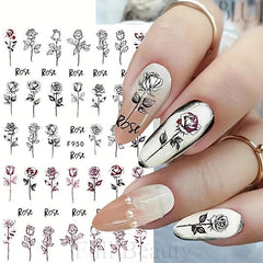 10pcs Halloween Nail Art Stickers Skull Rose Zombie Blood Butterfly Decals