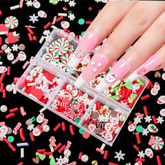 Christmas Nail Art Decoration Kit Candy Flower Pattern Nail Art Slice