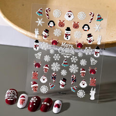 5D Christmas Nail Art Stickers Snowflake Snowman Elk Santa Decals