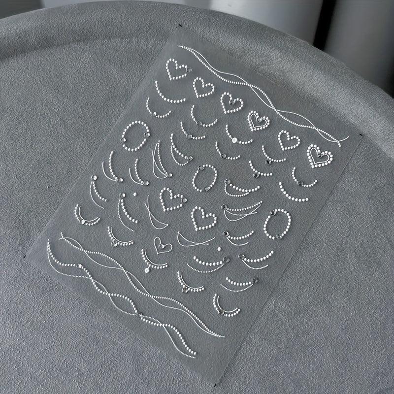 5D Embossed Pearl Chain Nail Art Stickers - Nail Art Decals for DIY