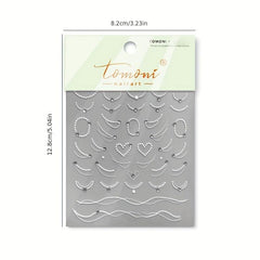 5D Embossed Pearl Chain Nail Art Stickers - Nail Art Decals for DIY
