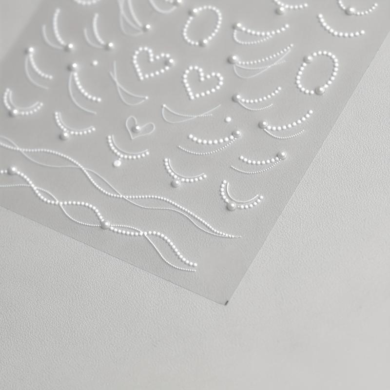 5D Embossed Pearl Chain Nail Art Stickers - Nail Art Decals for DIY
