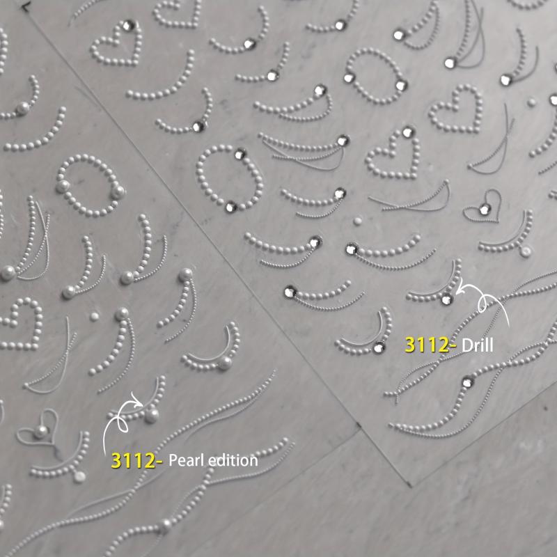 5D Embossed Pearl Chain Nail Art Stickers - Nail Art Decals for DIY