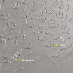 5D Embossed Pearl Chain Nail Art Stickers - Nail Art Decals for DIY