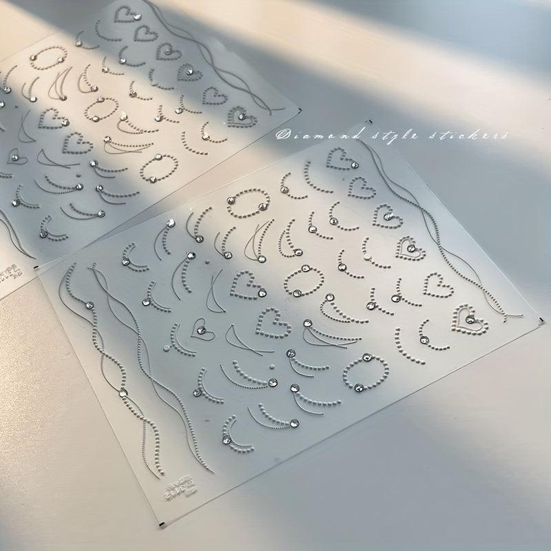 5D Embossed Pearl Chain Nail Art Stickers - Nail Art Decals for DIY