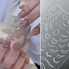 5D Embossed Pearl Chain Nail Art Stickers - Nail Art Decals for DIY