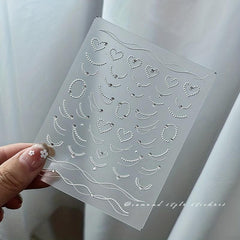 5D Embossed Pearl Chain Nail Art Stickers - Nail Art Decals for DIY