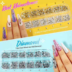 41 pcs Nail Art Set with Rhinestones and Foil Gems for Sparkling Nails