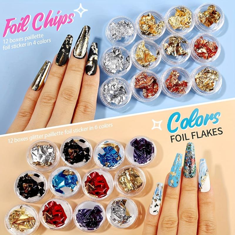 41 pcs Nail Art Set with Rhinestones and Foil Gems for Sparkling Nails