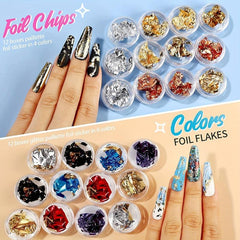 41 pcs Nail Art Set with Rhinestones and Foil Gems for Sparkling Nails