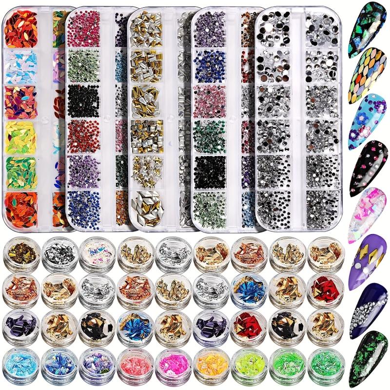 41 pcs Nail Art Set with Rhinestones and Foil Gems for Sparkling Nails