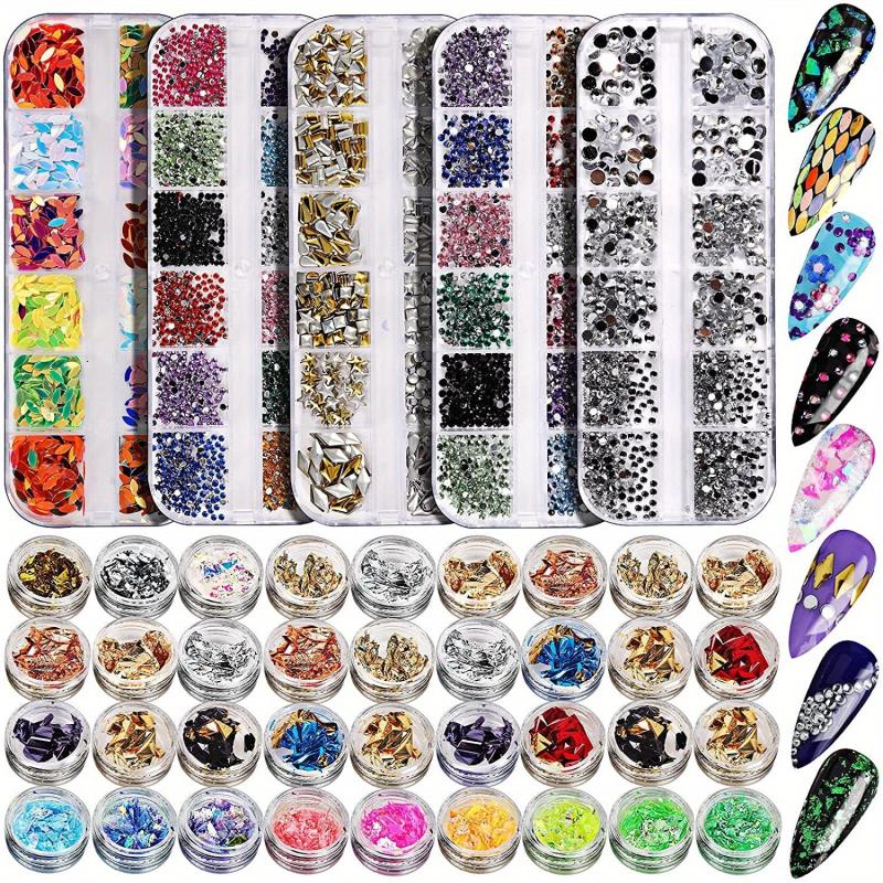 41 pcs Nail Art Set with Rhinestones and Foil Gems for Sparkling Nails