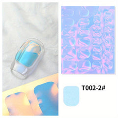 Aurora Film Nail Glass Foil Stickers Ice Cube Broken Paper