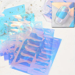 Aurora Film Nail Glass Foil Stickers Ice Cube Broken Paper
