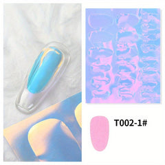 Aurora Film Nail Glass Foil Stickers Ice Cube Broken Paper